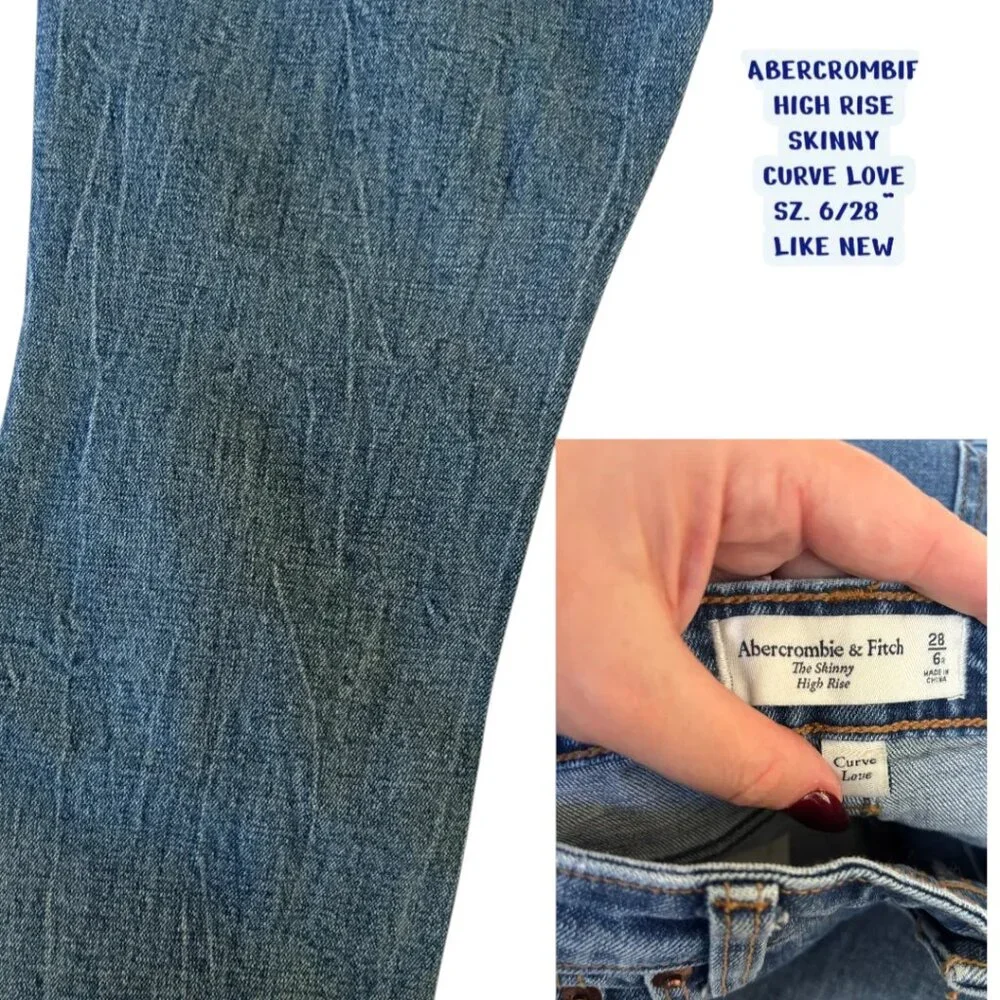 ABERCROMBIE CURVE LOVE HIGH RISE ANKLE CROP DISTRESSED JEANS SZ.‎ 28